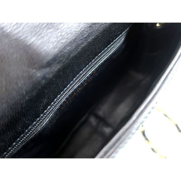 Chanel Piping Chain Shoulder Leather Navy Shoulder Bag - Picture 5 of 6